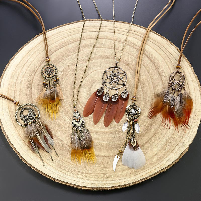 Round Dream Catcher Vintage Feather Tassel – Jewelry Gift Ideas — 1