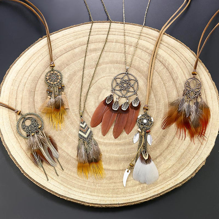 Round Dream Catcher Vintage Feather Tassel – Jewelry Gift Ideas — 1
