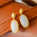 Women's Oval Hotan Jade Earrings – Gifts for Her — 2