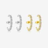 Women's S925 Sterling Silver C- Shaped Zircon Stud – Gifts for Her — 1