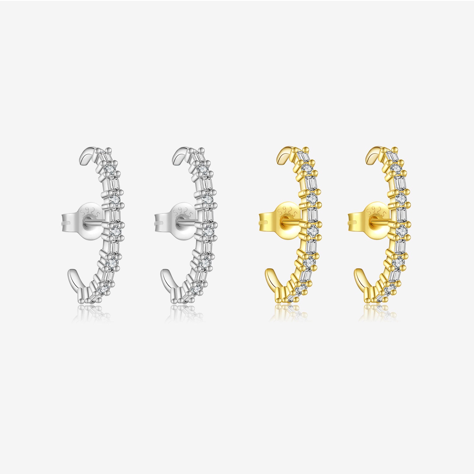 Women's S925 Sterling Silver C- Shaped Zircon Stud – Gifts for Her — 1