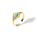Retro New Lapis Turquoise Titanium Steel Ring – Everyday Gifts — 9