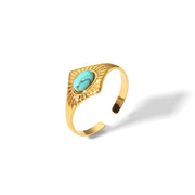 Retro New Lapis Turquoise Titanium Steel Ring – Everyday Gifts — 9