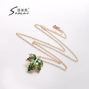 Maple Leaf Enamel Drip Glazed Long Necklace – Jewelry Gift Ideas — 5