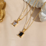 Stainless Steel Simple Square Zircon Pendant – Jewelry Gift Ideas — 7
