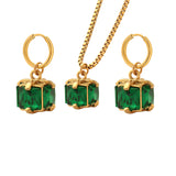 Titanium Steel Emerald Zircon Necklace Earrings – Jewelry Gift Ideas — 2