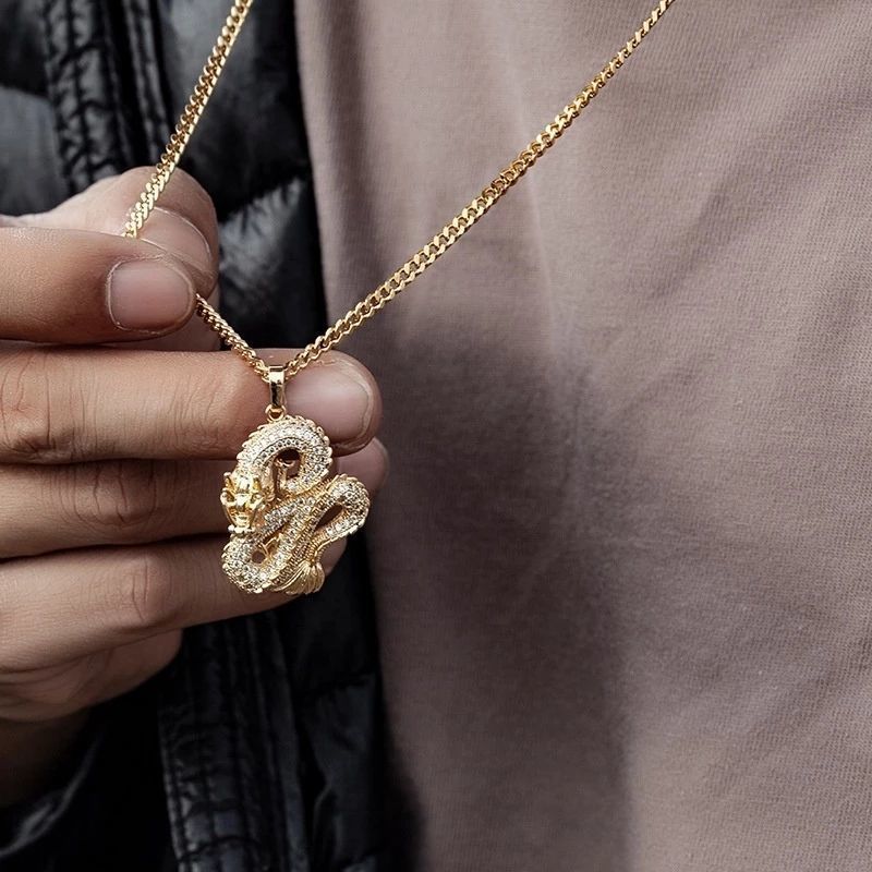 Chinese Dragon Set Zircon Pendant Necklace – Jewelry Gift Ideas — 1