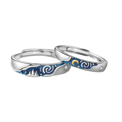 Creative Van Gogh's Starry Sky Couple Ring – Gifts for Couples — 2
