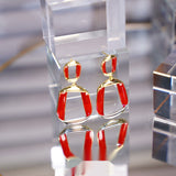 Silver Needle Square Twisted Enamel Earrings – Surprise Gifts — 5