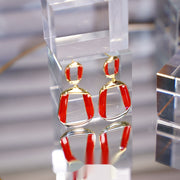 Silver Needle Square Twisted Enamel Earrings – Surprise Gifts — 5
