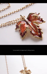 Maple Leaf Enamel Drip Glazed Long Necklace – Jewelry Gift Ideas — 8