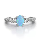 925 Sterling Silver 18K White Gold Natural Opal Ring – Useful Gifts — 2