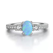 925 Sterling Silver 18K White Gold Natural Opal Ring – Useful Gifts — 2