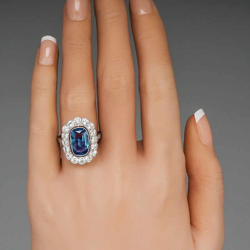 Luxury Colored Gems Ring Inlaid Sea Blue Women's – Gifts for Her — 1