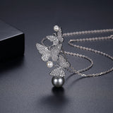 Flower Beard Butterfly Pearl Pendant Necklace – Jewelry Gift Ideas — 3