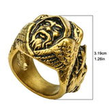 Quake Wolf Head Ring Men's Vintage Rune Titanium Steel – Gifts for Him — 4