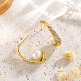 Fashion Stainless Steel Rhinestone Pearl Earrings – Stylish Gifts — 3