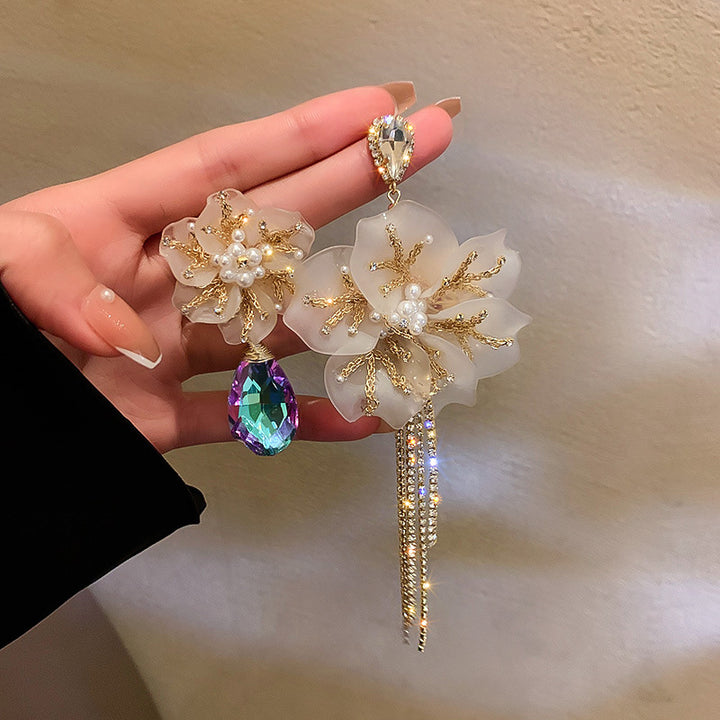 Asymmetric Flower Women Exaggerated Tassel Earrings – Gifts for Her — 1