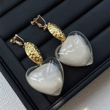 White Resin Love Heart Earrings – Gifts for Couples — 2