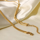 Double Layer 1.5mm Herringbone Chain Necklace – Jewelry Gift Ideas — 2