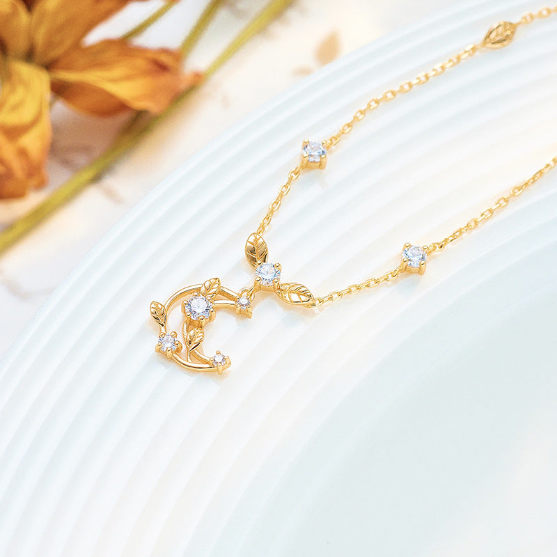 Moon Necklace Woven With Leaves – Jewelry Gift Ideas — 1