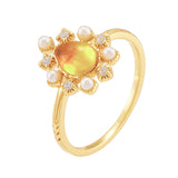 Vintage Ring Female S925 Silver Gilded Flower Amber – Gifts for Her — 5