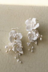 Ceramic Flower Earrings Shell Flower Freshwater – Thoughtful Gifts — 2