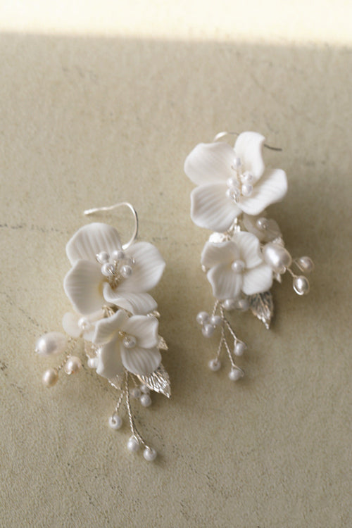 Ceramic Flower Earrings Shell Flower Freshwater – Thoughtful Gifts — 2