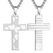 Men's Stainless Steel Lettering Cross Necklace – Jewelry Gift Ideas — 20