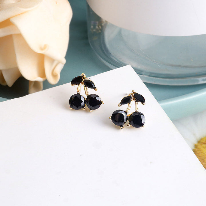 Cherry Earrings Cute Black Earrings Female – Gifts for Her — 1