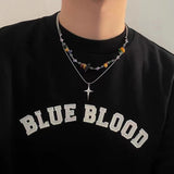 Double Layered Colored Crushed Stone Cross Chain – Small Gift Ideas — 5