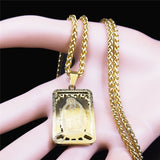 Retro Square Stainless Steel Gold Medal Necklace – Jewelry Gift Ideas — 15
