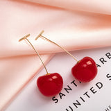 Red Cherry Earrings Long Cherry Earrings – Everyday Gifts — 6