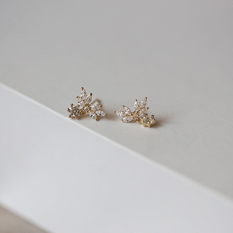 Women's Small Wing Earrings With Full Diamond Petals – Gifts for Her — 1