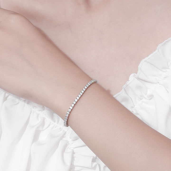 Simple Sterling Silver Bracelet Full Of Diamond – Jewelry Gift Ideas — 1