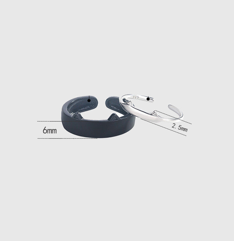 Black Cat White Cat Sterling Silver Couple Ring – Cat Lover Gifts — 1