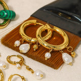 18K Gold Titanium Steel Pearl Earrings – Practical Gifts — 2