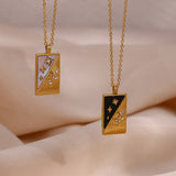 Stainless Steel Diagonal Shell Sun Necklace – Jewelry Gift Ideas — 5