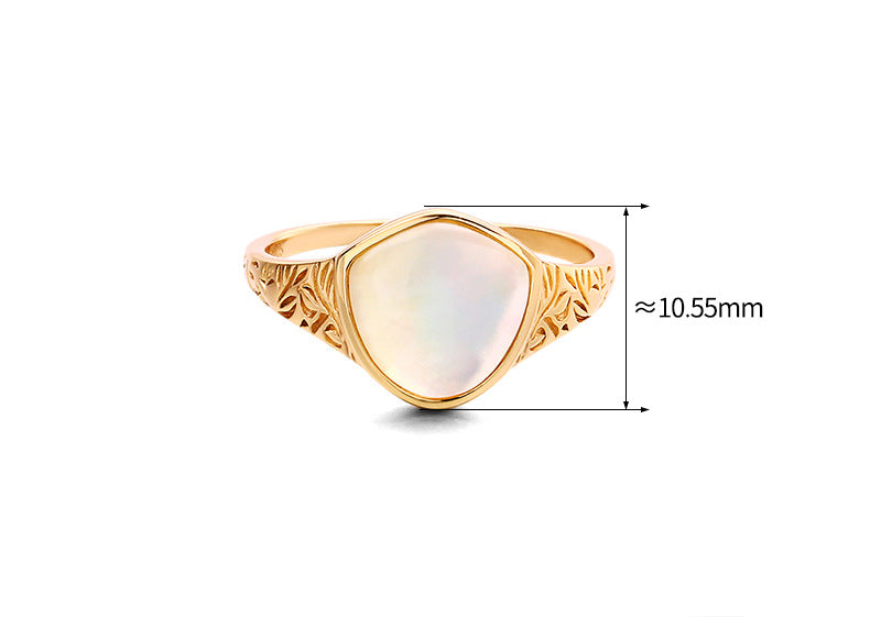 Vintage Carved Personality Shell White Crystal Ring – Gifts for Her — 1
