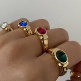 Titanium Steel Plated Gold Multicolor Zircon Ring – Thoughtful Gifts — 1