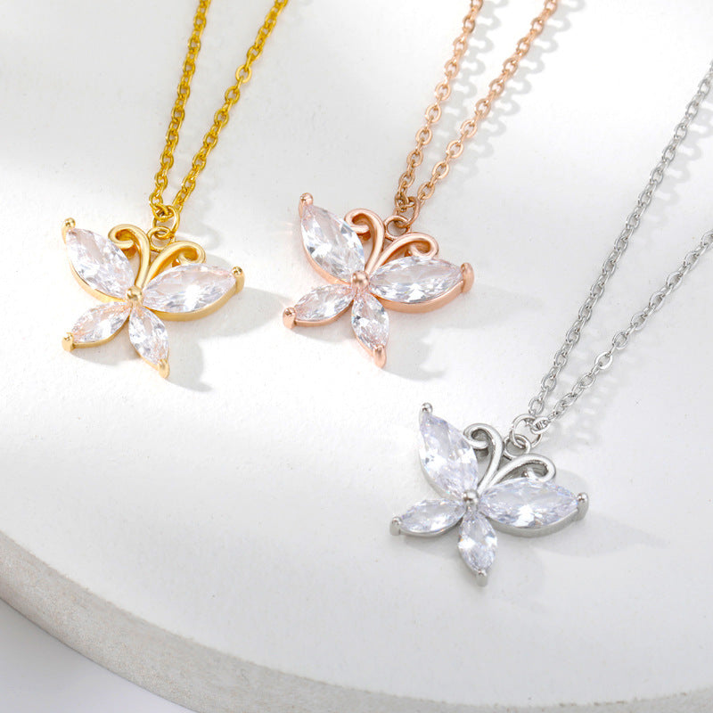 Butterfly Zircon Necklace Ladies Butterfly – Jewelry Gift Ideas — 1