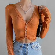 Fashion Personality Lace Stitching Slim Top – Stylish Gifts — 1