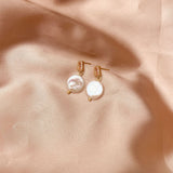French Vintage Pearl Earrings Baroque Irregular – Surprise Gifts — 5
