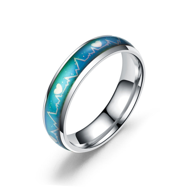 Korean Style ECG Couple Ring Stainless Steel Heartbeat – Stylish Gifts — 1