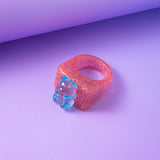 Cute Acrylic Glitter Bear Ring Big HUG ME Heart – Gifts for Her — 2