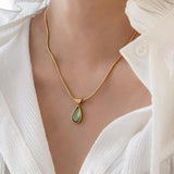 Green Blue Water Drop Pendant Vintage Olive – Jewelry Gift Ideas — 3
