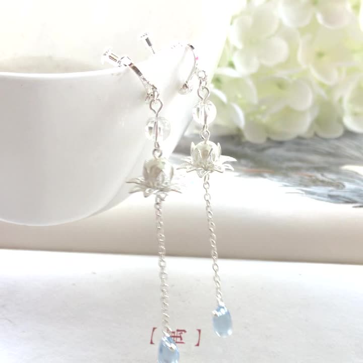 Women's Lotus Water Drop Fringe Earrings – Gifts for Her — 1