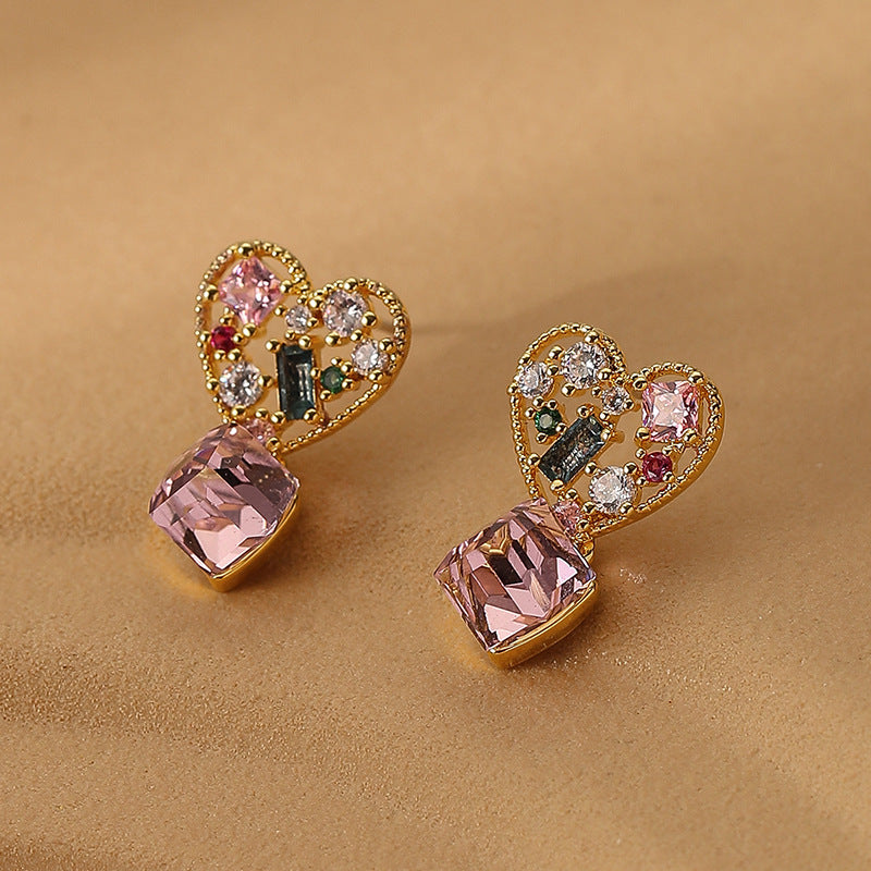 Retro Love Color Zircon Earrings – Gifts for Couples — 1