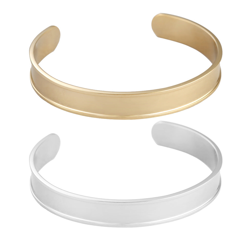 Simple C Shape 10mm Grooved Glossy Bracelet – Jewelry Gift Ideas — 1