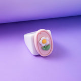 White Flower Acrylic Resin Rings For Women – Gifts for Her — 5